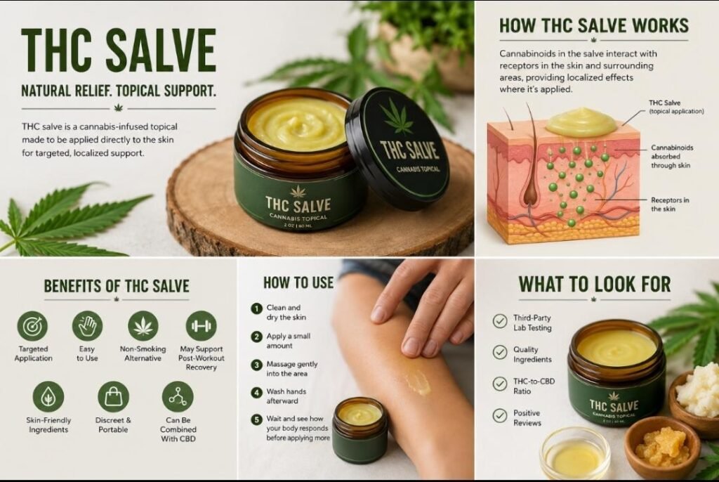 Image shows Thc Salve and applications